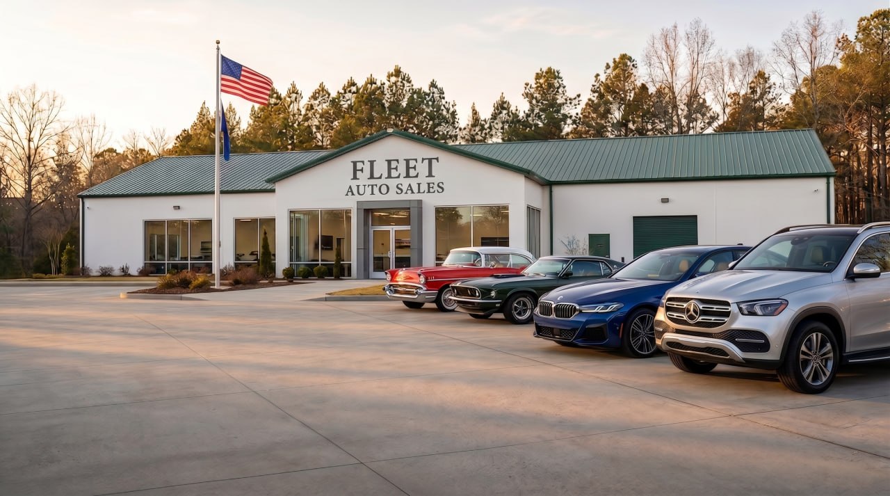 Cars in showroom